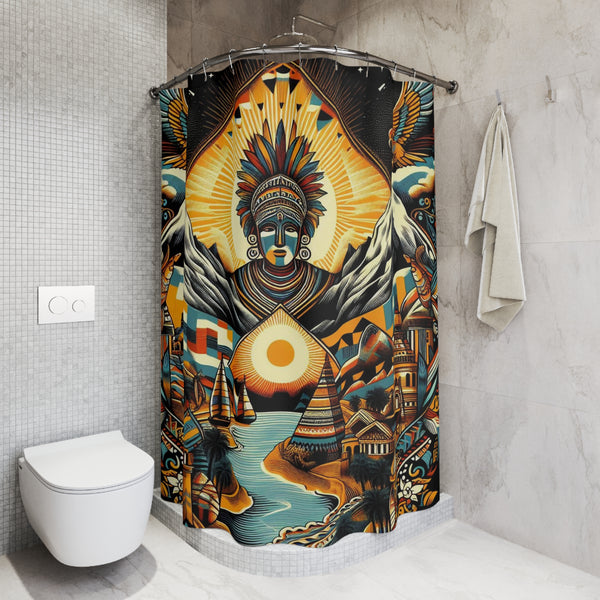 South American Art Inspired Polyester Shower Curtain