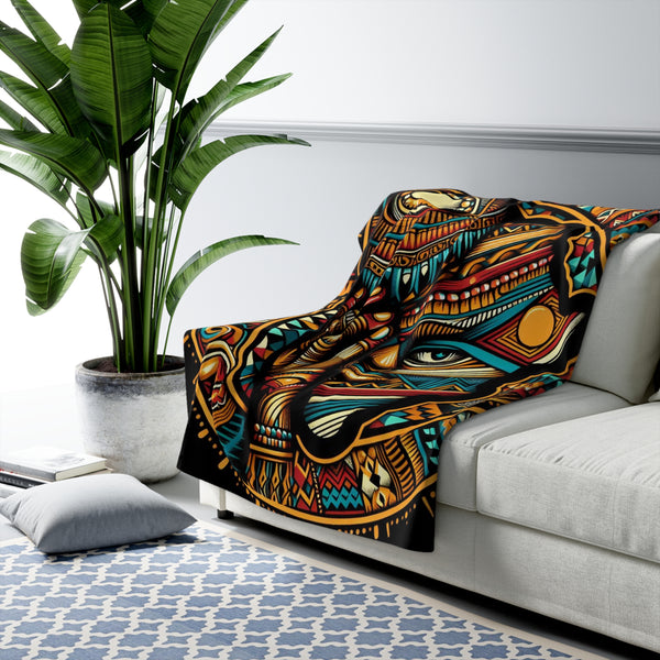 Afro Art Inspired Sherpa Fleece Blanket